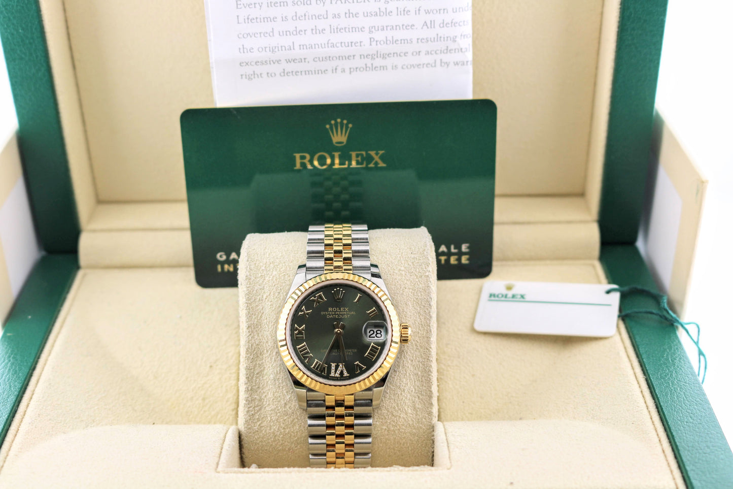 2021 Rolex Datejust 278273 Green Roman Diamond Dial TT Jubilee With Papers 31mm