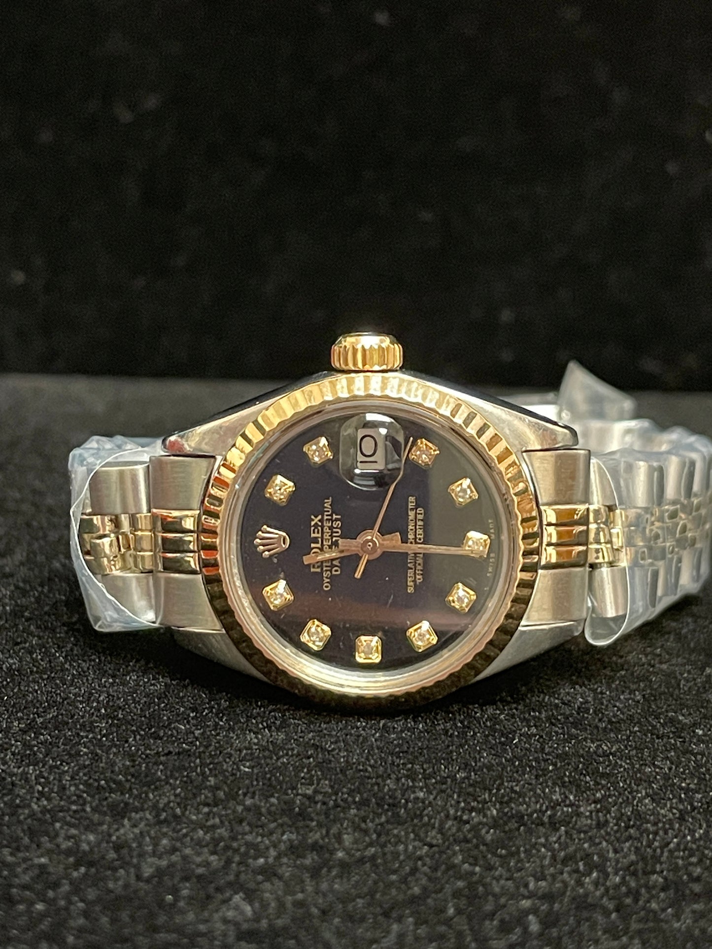 Rolex Ladies Datejust 6917 Black Diamond TT Jubilee No Papers 26mm