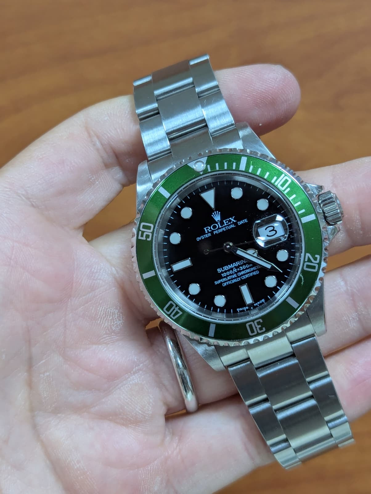 2004 Rolex Submariner Kermit 16610LV Black Dial Flat 4 SS Oyster W/ Papers 40mm