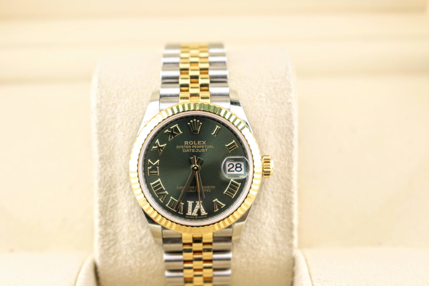 2021 Rolex Datejust 278273 Green Roman Diamond Dial TT Jubilee With Papers 31mm