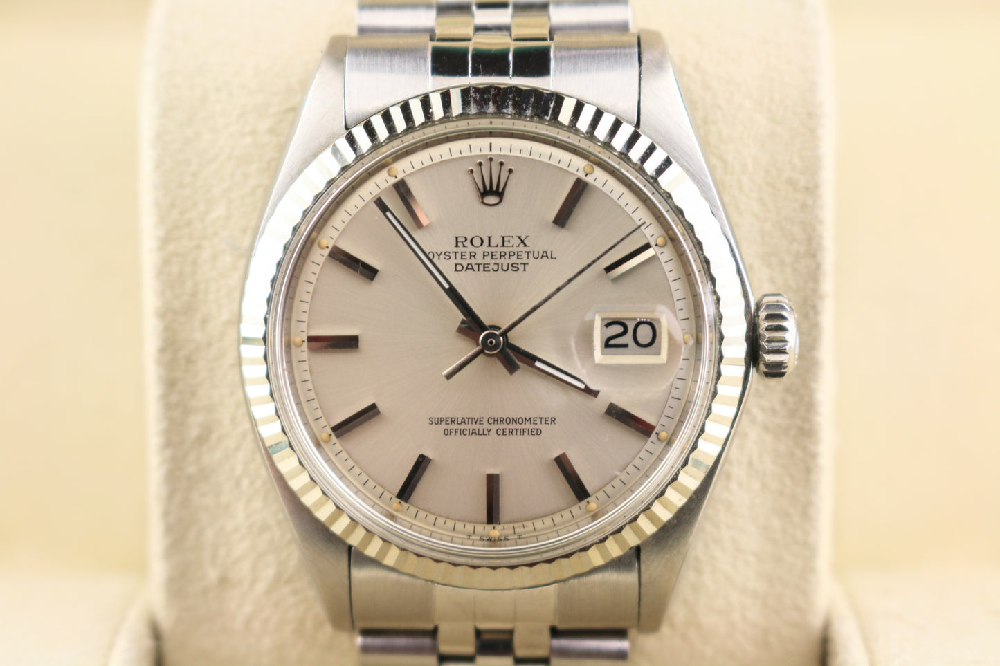 1975 Rolex Datejust 1601 Silver Dial SS Jubilee 18kt Fluted Bezel No Papers 36mm
