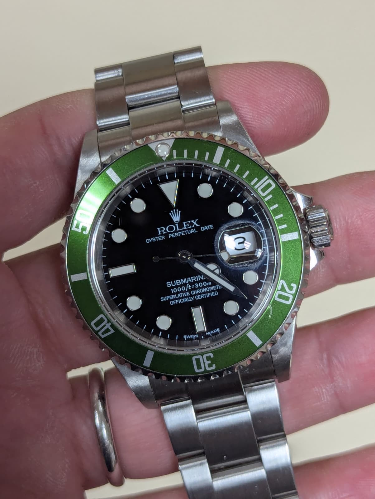 2004 Rolex Submariner Kermit 16610LV Black Dial Flat 4 SS Oyster W/ Papers 40mm