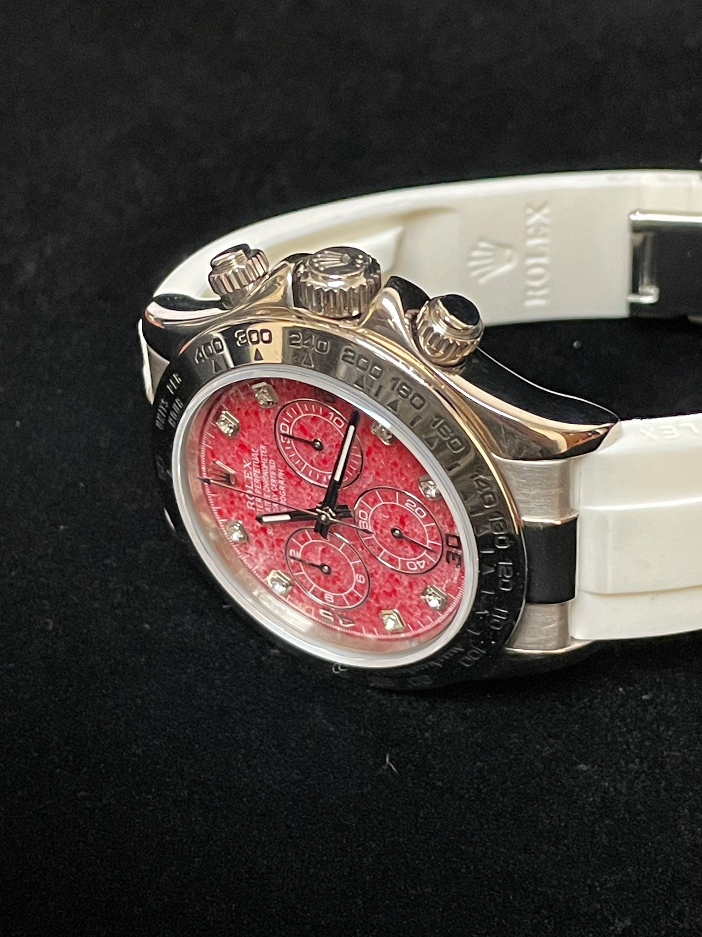 Rolex Daytona 116519 Red Rubellite Diamond Dial White Gold Oyster Flex 40mm