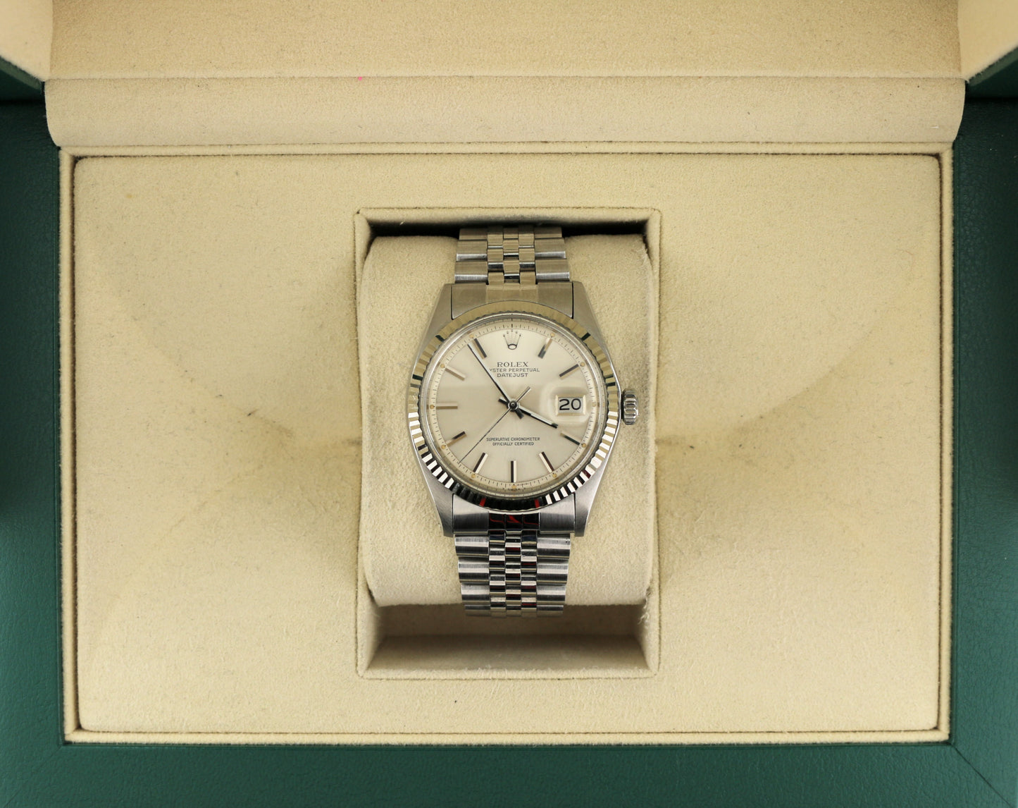 1975 Rolex Datejust 1601 Silver Dial SS Jubilee 18kt Fluted Bezel No Papers 36mm