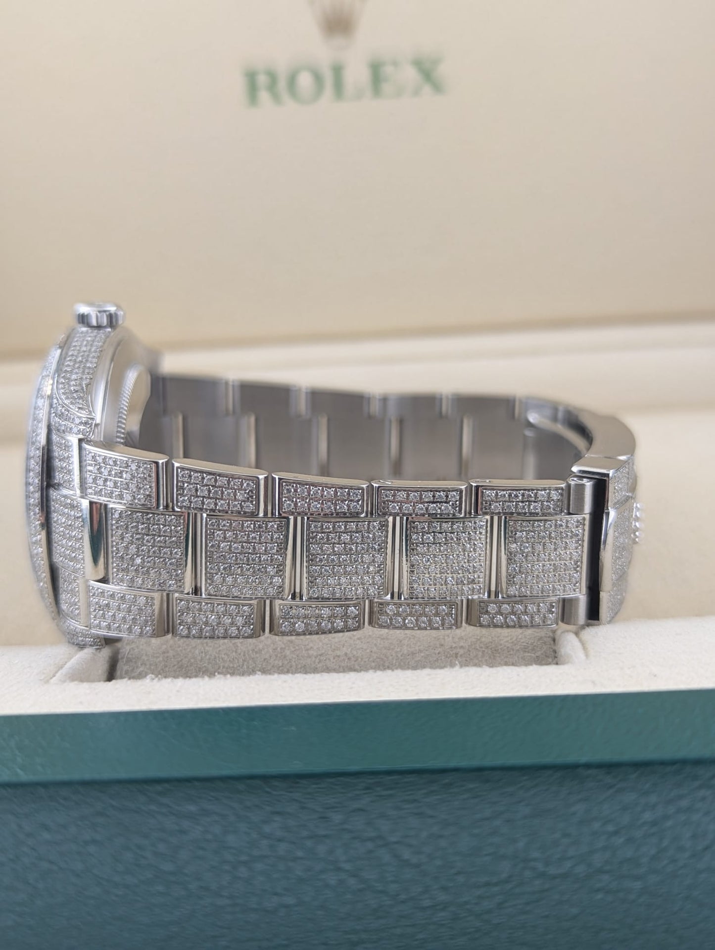 2022 Rolex Datejust 126300 Diamond Black Roman Dial SS Oyster Iced W Papers 41mm