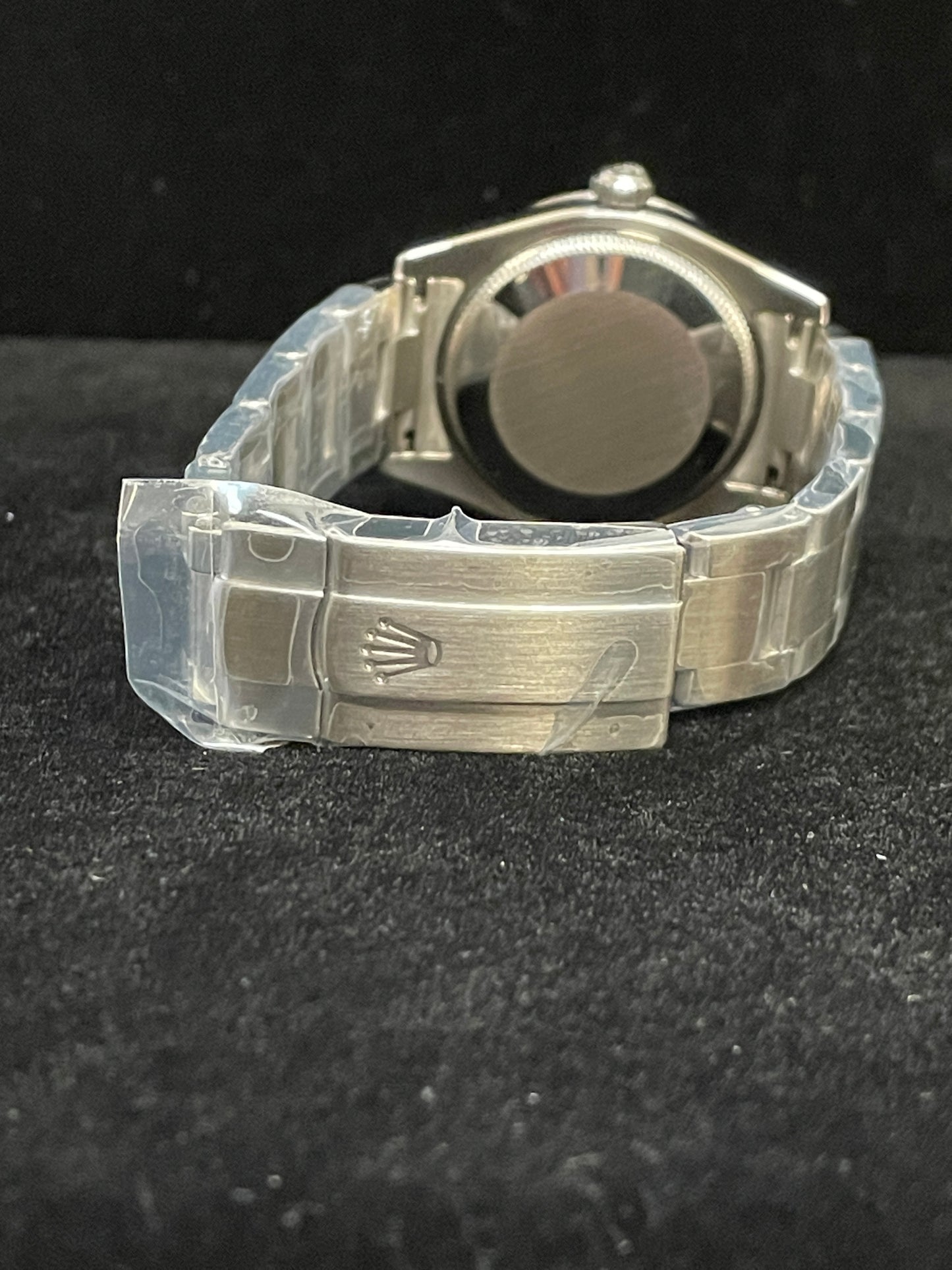 2007 Rolex Oyster Perpetual 177210 Silver Blue Dial Diamond Bezel SS Oyster 31mm