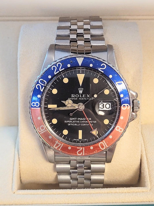 1966 Rolex Pepsi GMT-Master 1675 Black Matte Dial SS Jubilee No Papers 40mm