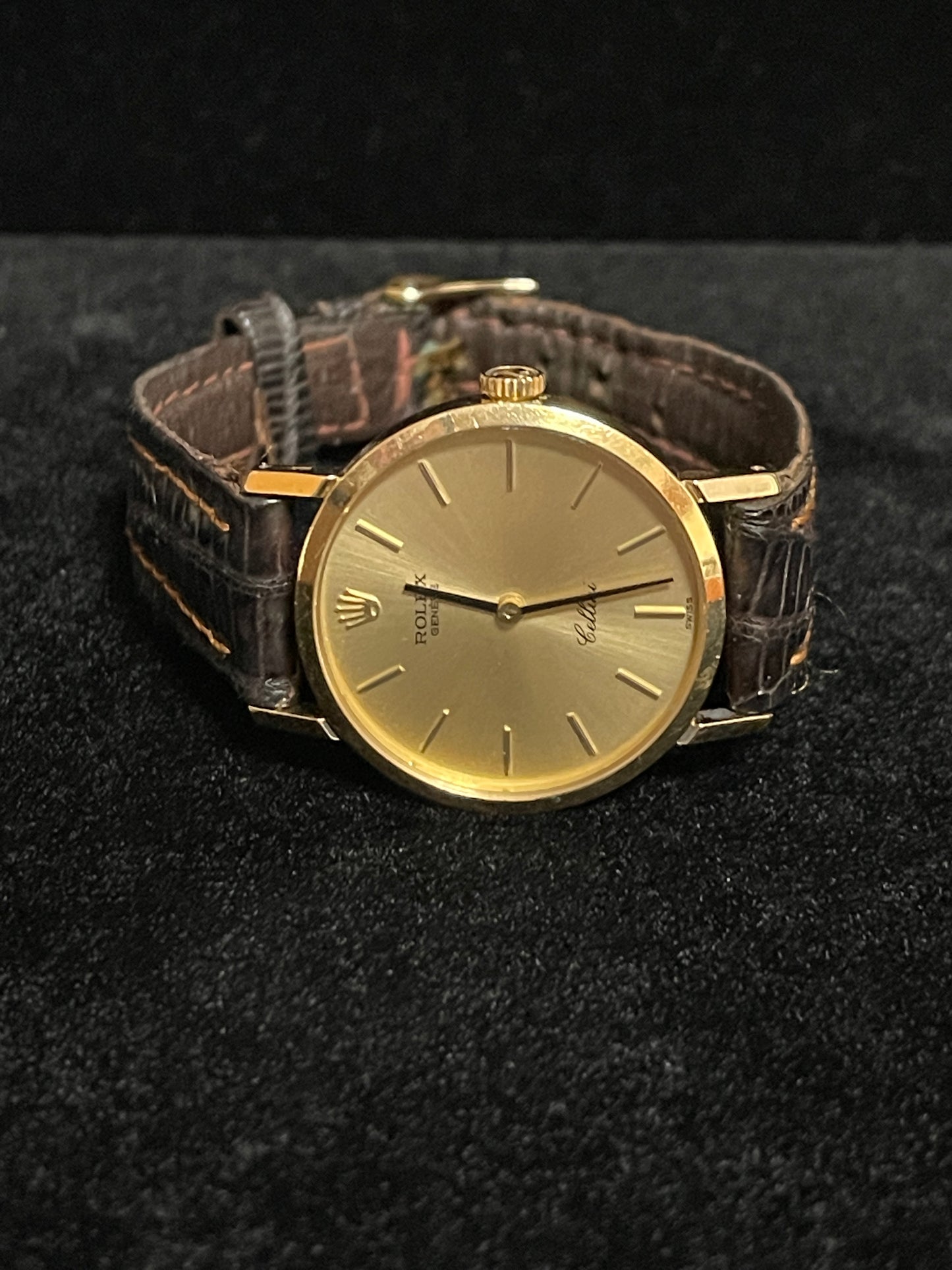 1976 Rolex Ladies Cellini Champagne Dial 18kt YG Leather Strap No Papers 26mm