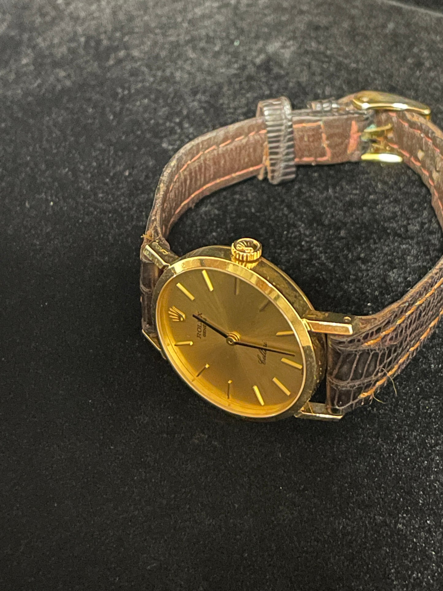 1976 Rolex Ladies Cellini Champagne Dial 18kt YG Leather Strap No Papers 26mm