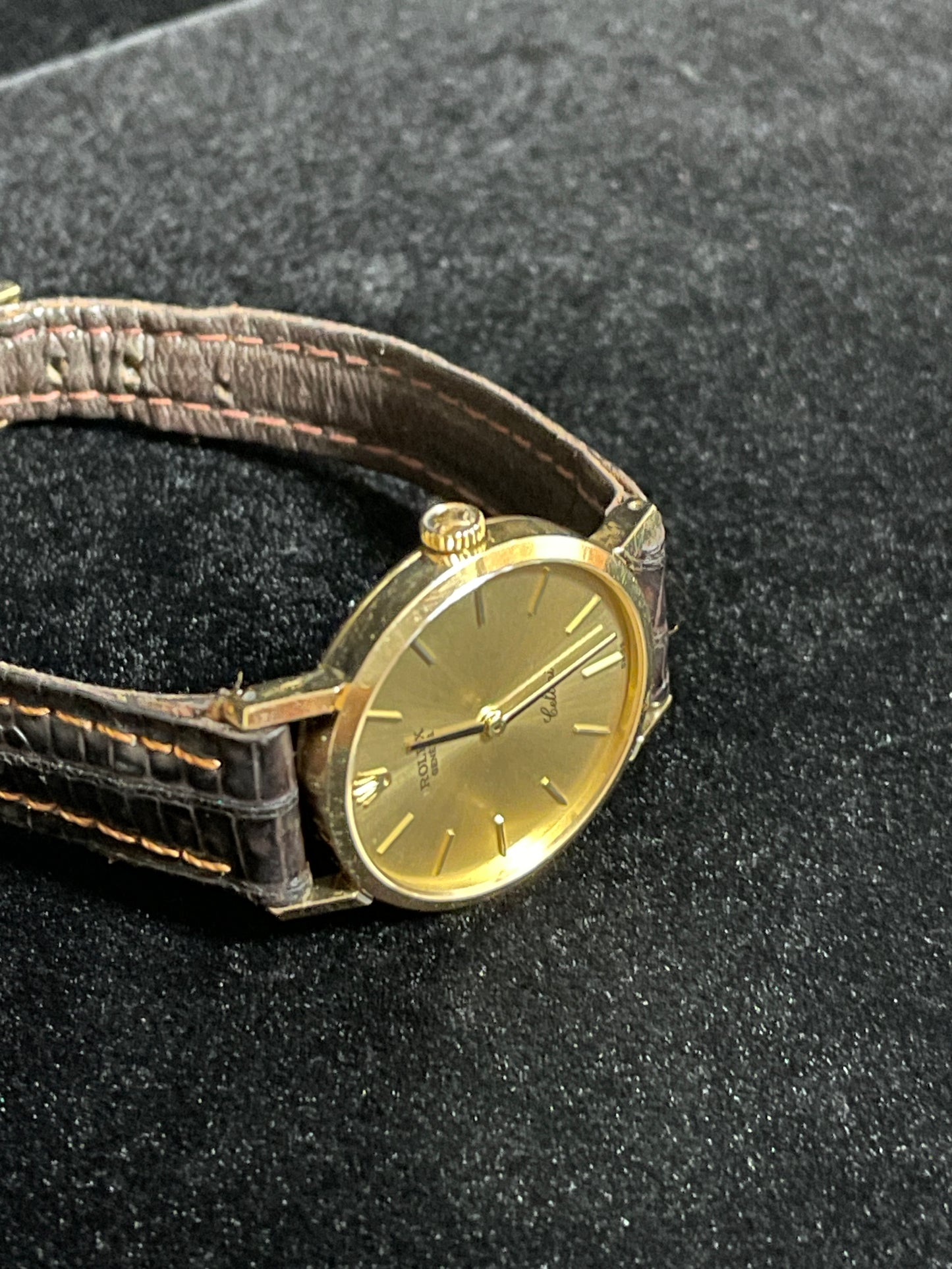 1976 Rolex Ladies Cellini Champagne Dial 18kt YG Leather Strap No Papers 26mm