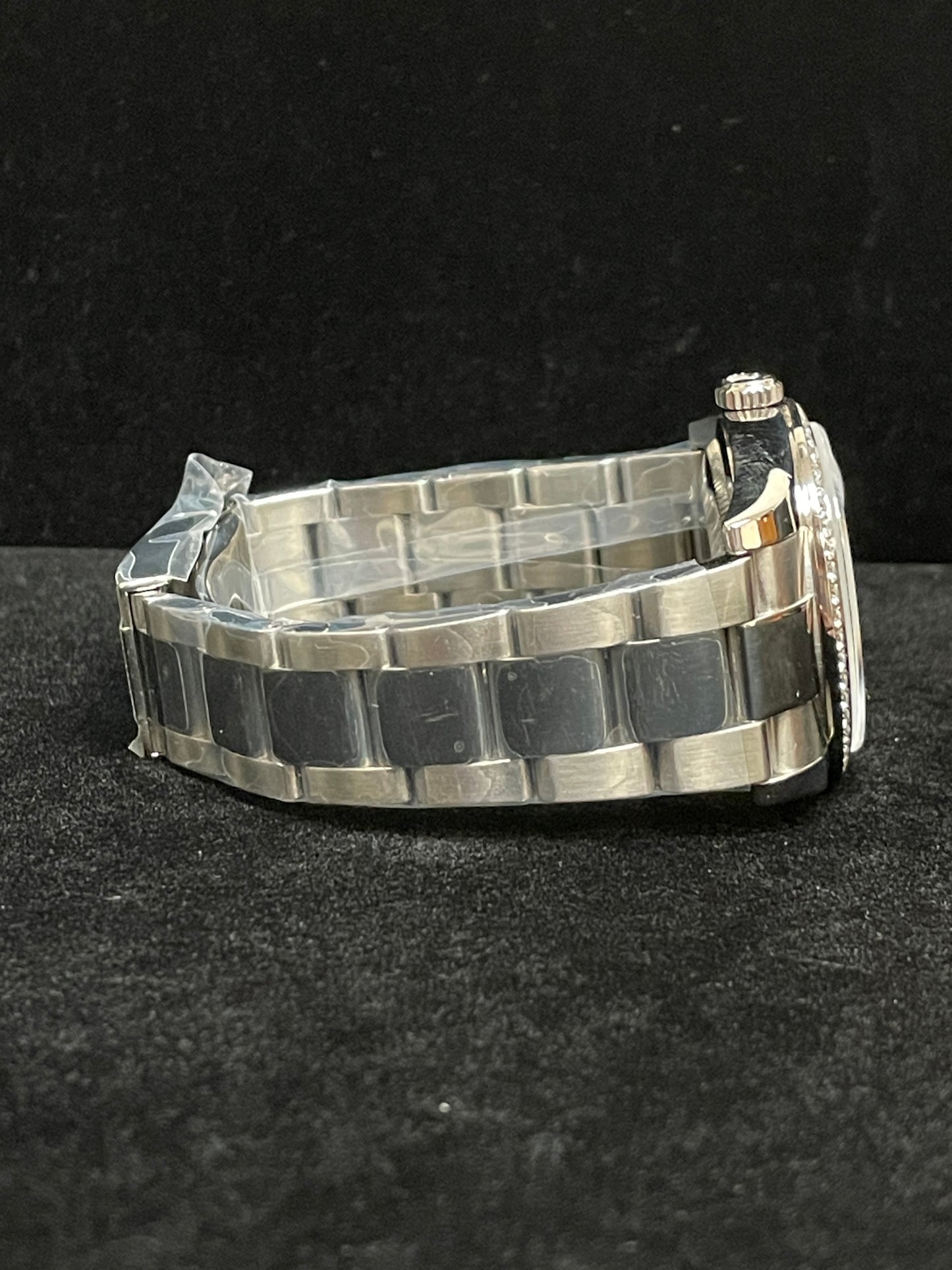 OHA 2010 Rolex Datejust 116244 Silver Floral Diamond Bezel SS Oyster W/ Papers 36mm