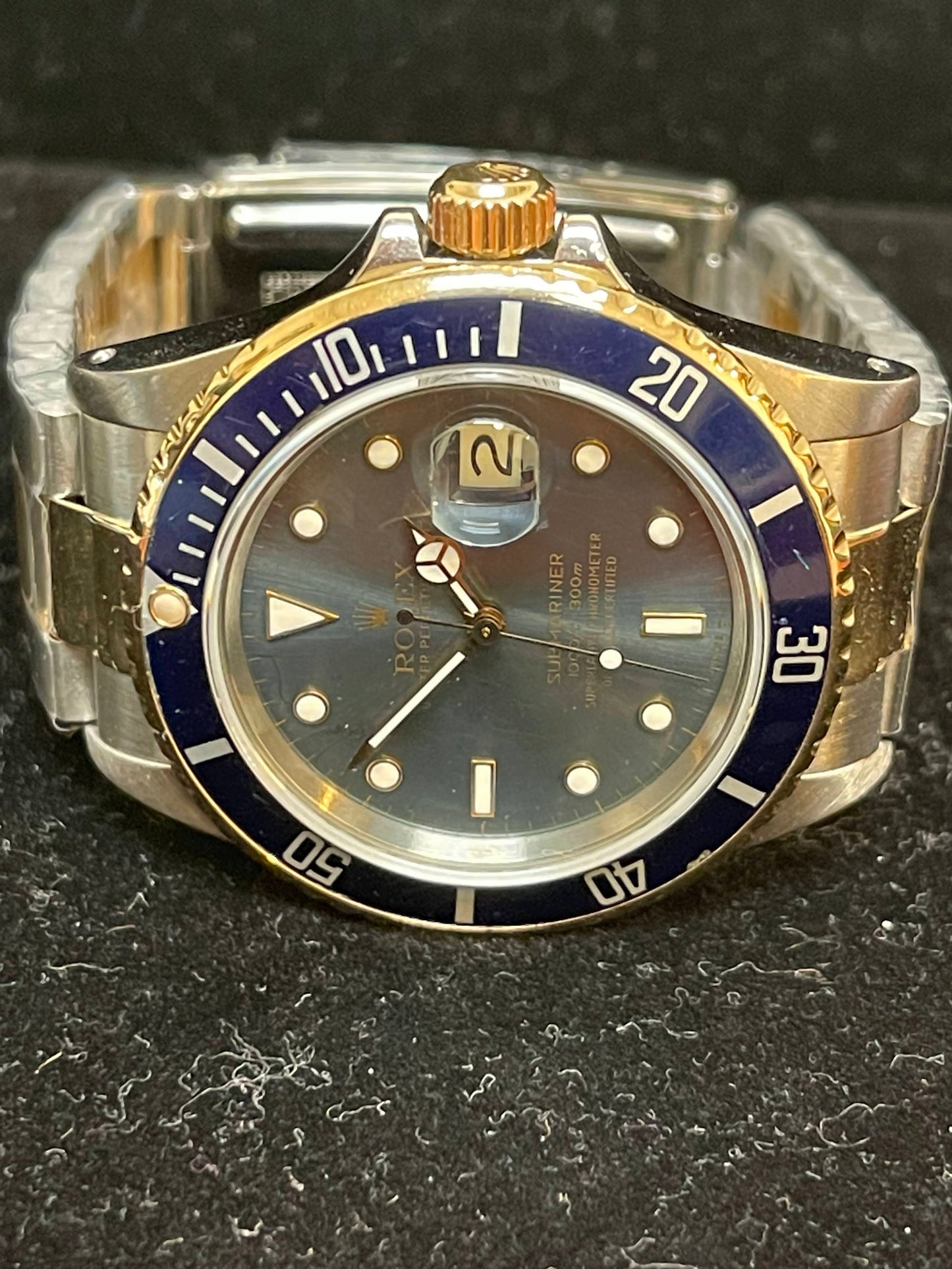 1987 Rolex Submariner 16803 Ghost Blue Spider Dial TT Oyster With Papers 40mm