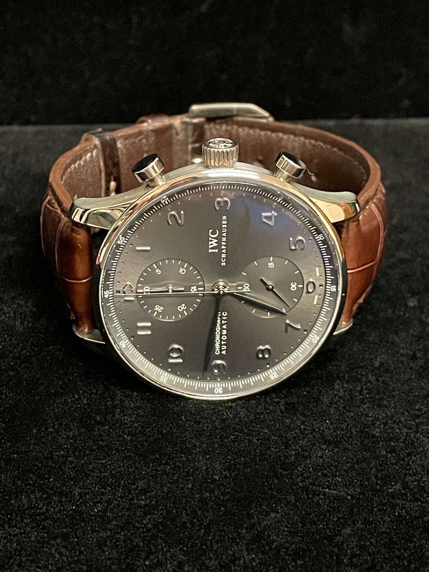 IWC Portuguese Chrono IW371431 Grey Dial Leather Strap WG 18kt No Papers 41mm