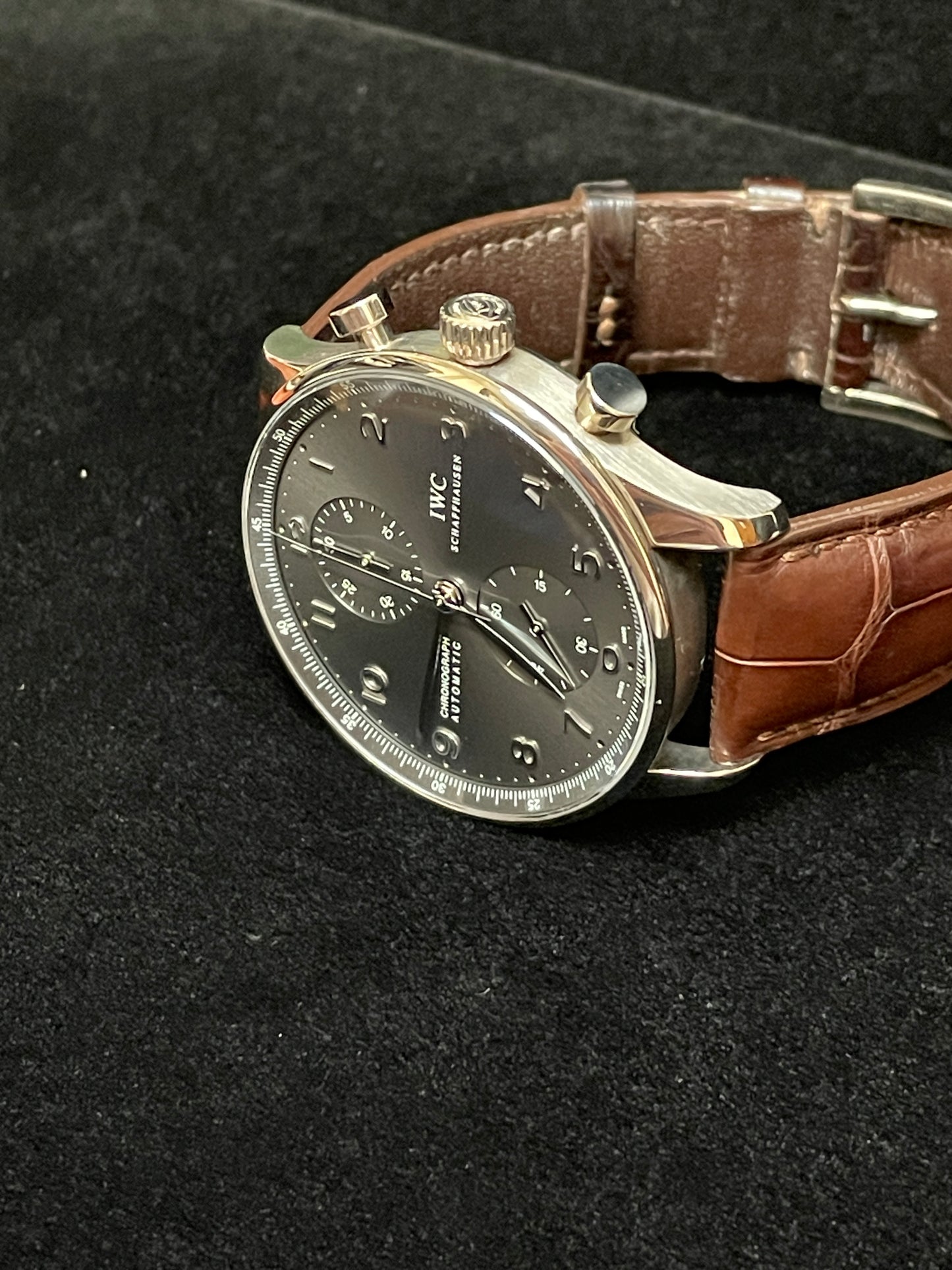 IWC Portuguese Chrono IW371431 Grey Dial Leather Strap WG 18kt No Papers 41mm