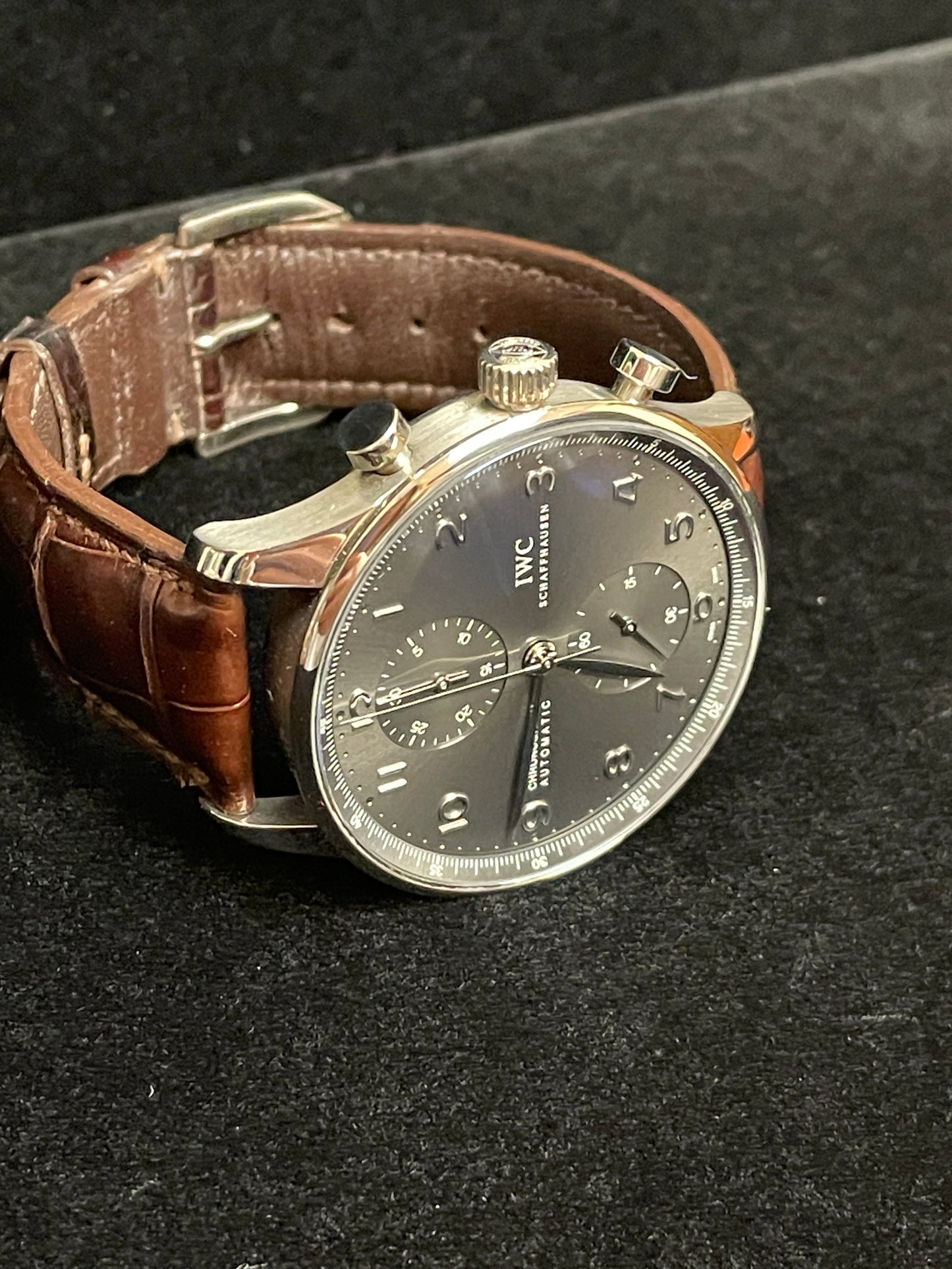 IWC Portuguese Chrono IW371431 Grey Dial Leather Strap WG 18kt No Papers 41mm