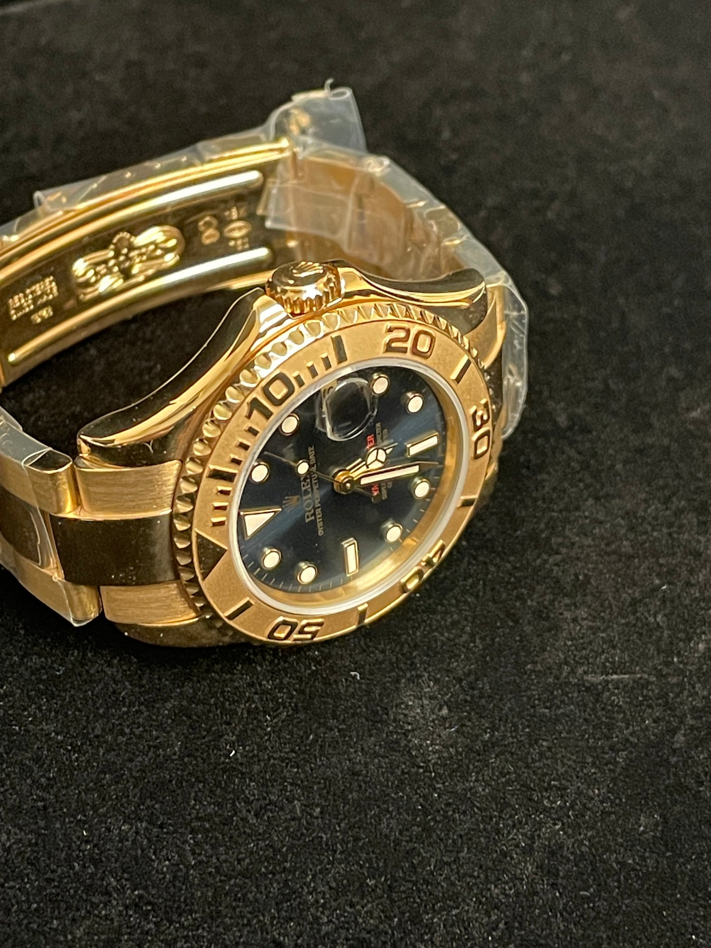 1997 Rolex Yacht-Master 68628 Midsize Blue Dial Solid 18kt Oyster W/ Papers 35mm
