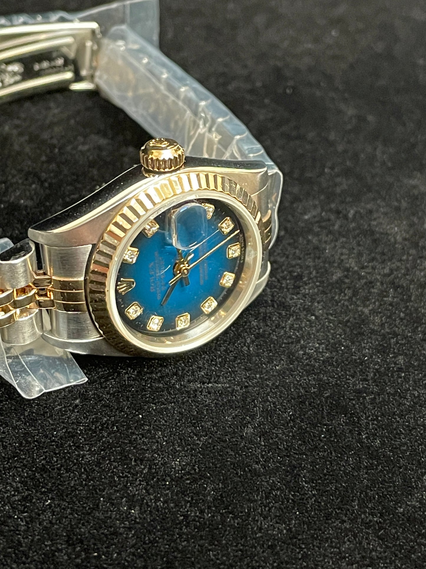 2000 Rolex Ladies Datejust 79173 Blue Vignette Diamond Dial TT 18kt Jubilee 26mm