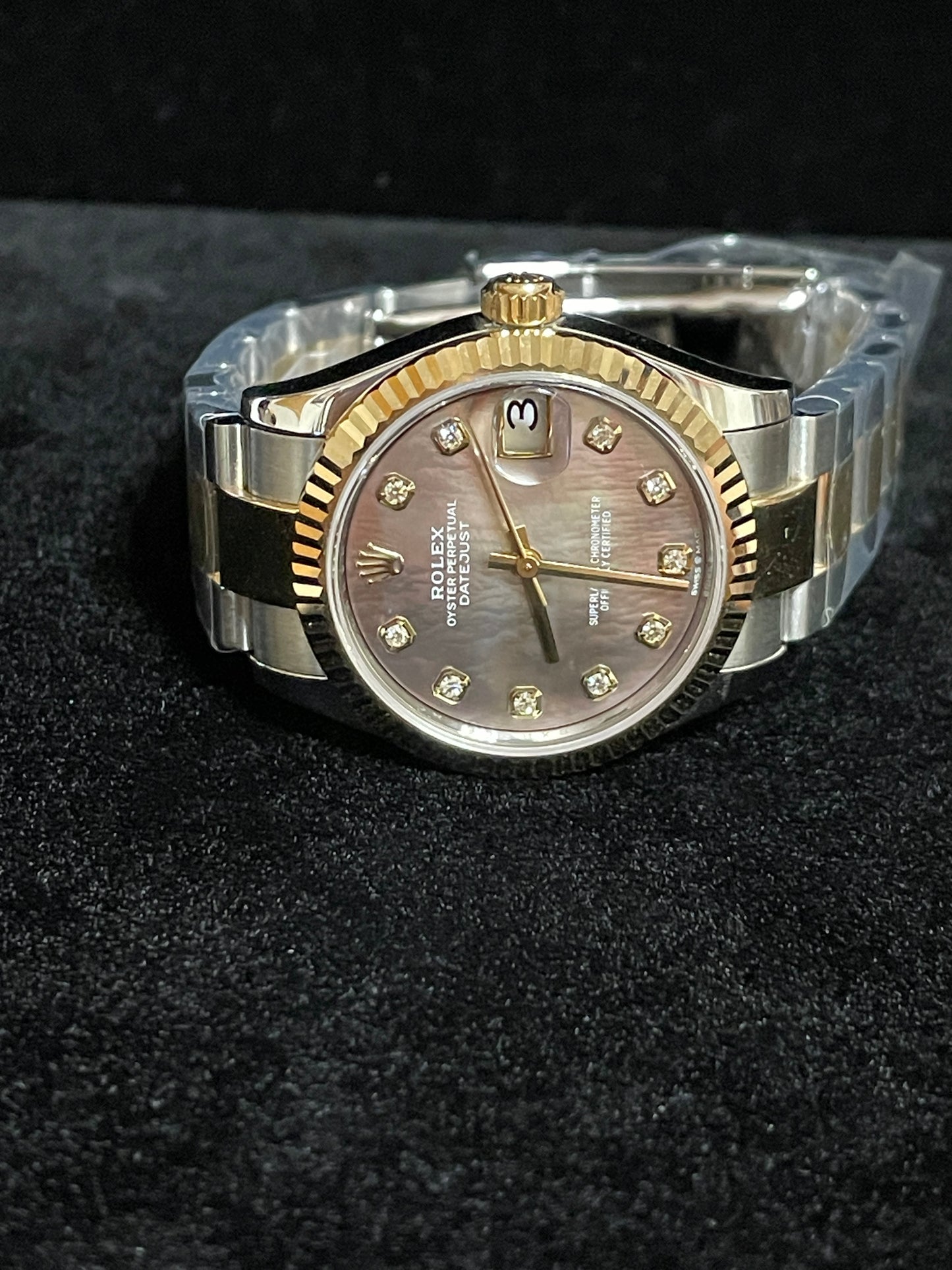 OHA 2020 Rolex Datejust 278273 Midsize Tahitian MOP Diamond TT Oyster W Papers 31mm