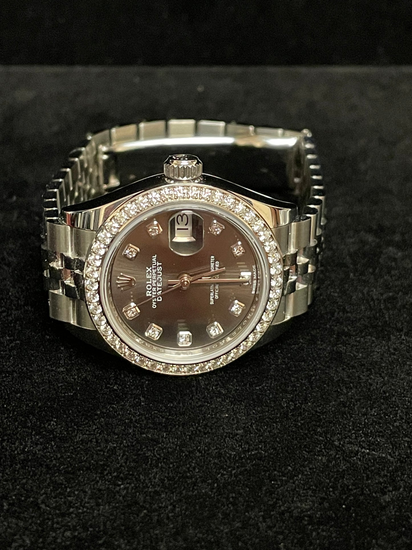2017 Rolex Datejust 279384RBR Rhodium Diamond Dial + Bezel SS Jubilee Paper 28mm