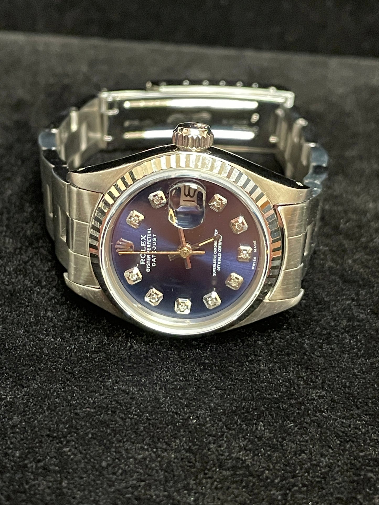Rolex Ladies Datejust 6917 Blue Diamond Dial SS Oyster No Papers 26mm