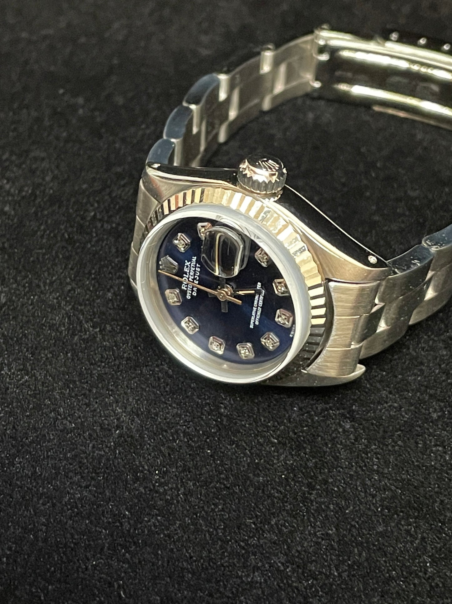 Rolex Ladies Datejust 6917 Blue Diamond Dial SS Oyster No Papers 26mm
