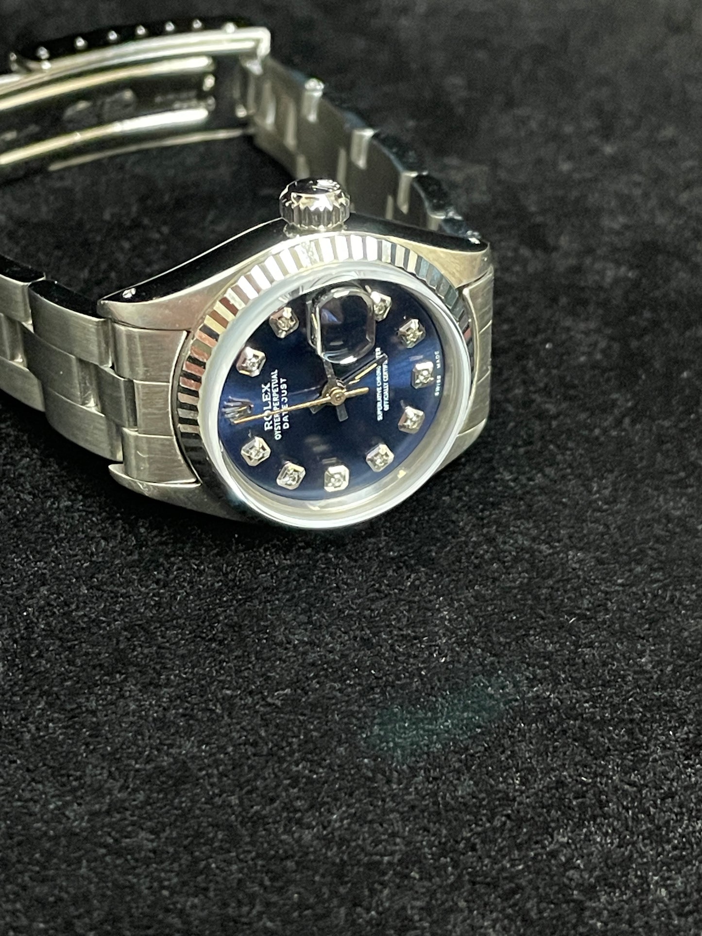 Rolex Ladies Datejust 6917 Blue Diamond Dial SS Oyster No Papers 26mm