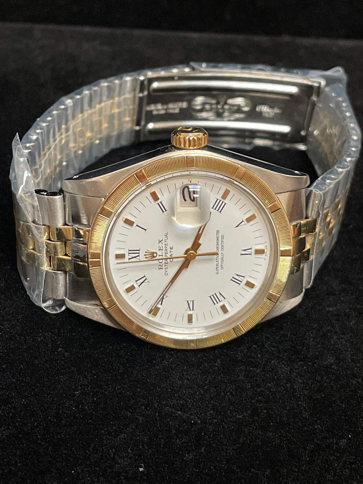 1973 Rolex Date 1501 White Roman TT 14kt Folded Jubilee No Papers 34mm