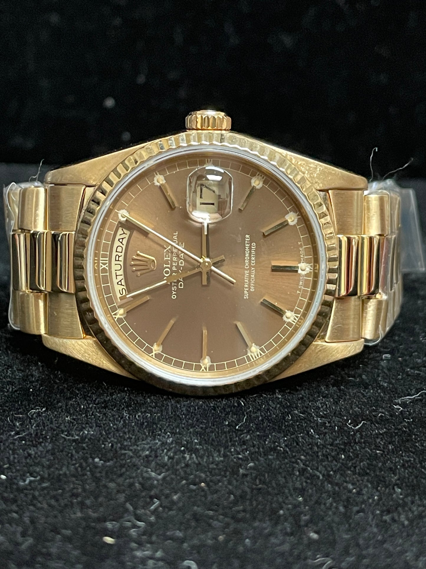 1989 Rolex Day-Date 18238 Tobacco Dial 18kt President No Papers 36mm