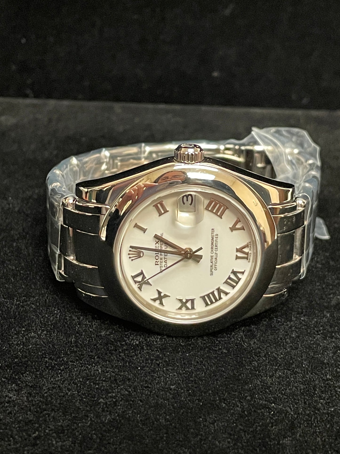 2000 Rolex Masterpiece Datejust 81209 White Roman Dial WG 18kt Pearlmaster 34mm