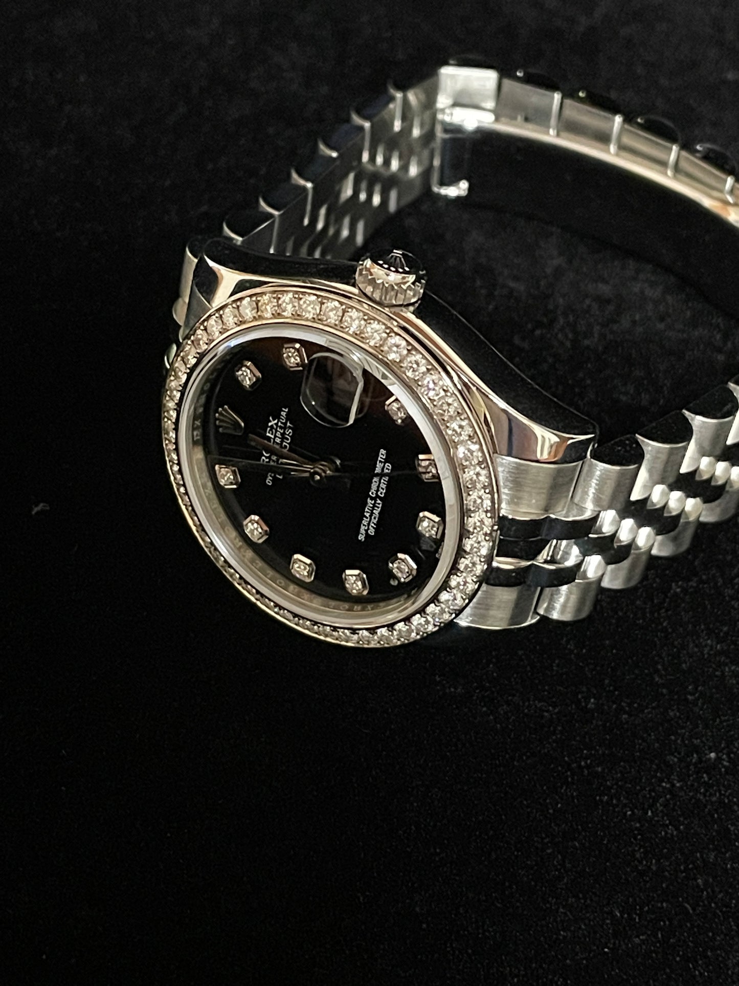 2017 Rolex Datejust 178384 Black Diamond Dial and Bezel SS Jubilee No Paper 31mm