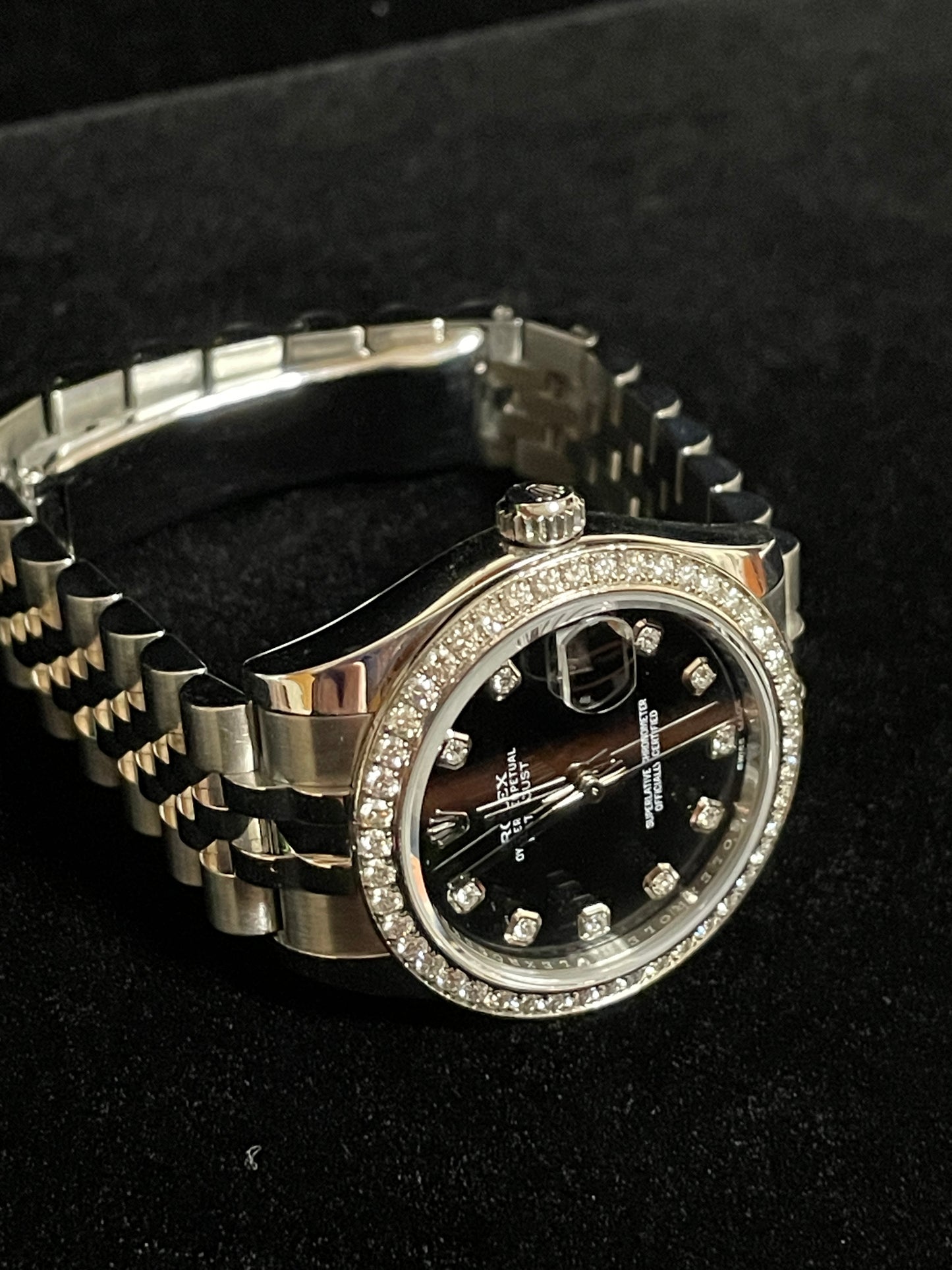 2017 Rolex Datejust 178384 Black Diamond Dial and Bezel SS Jubilee No Paper 31mm