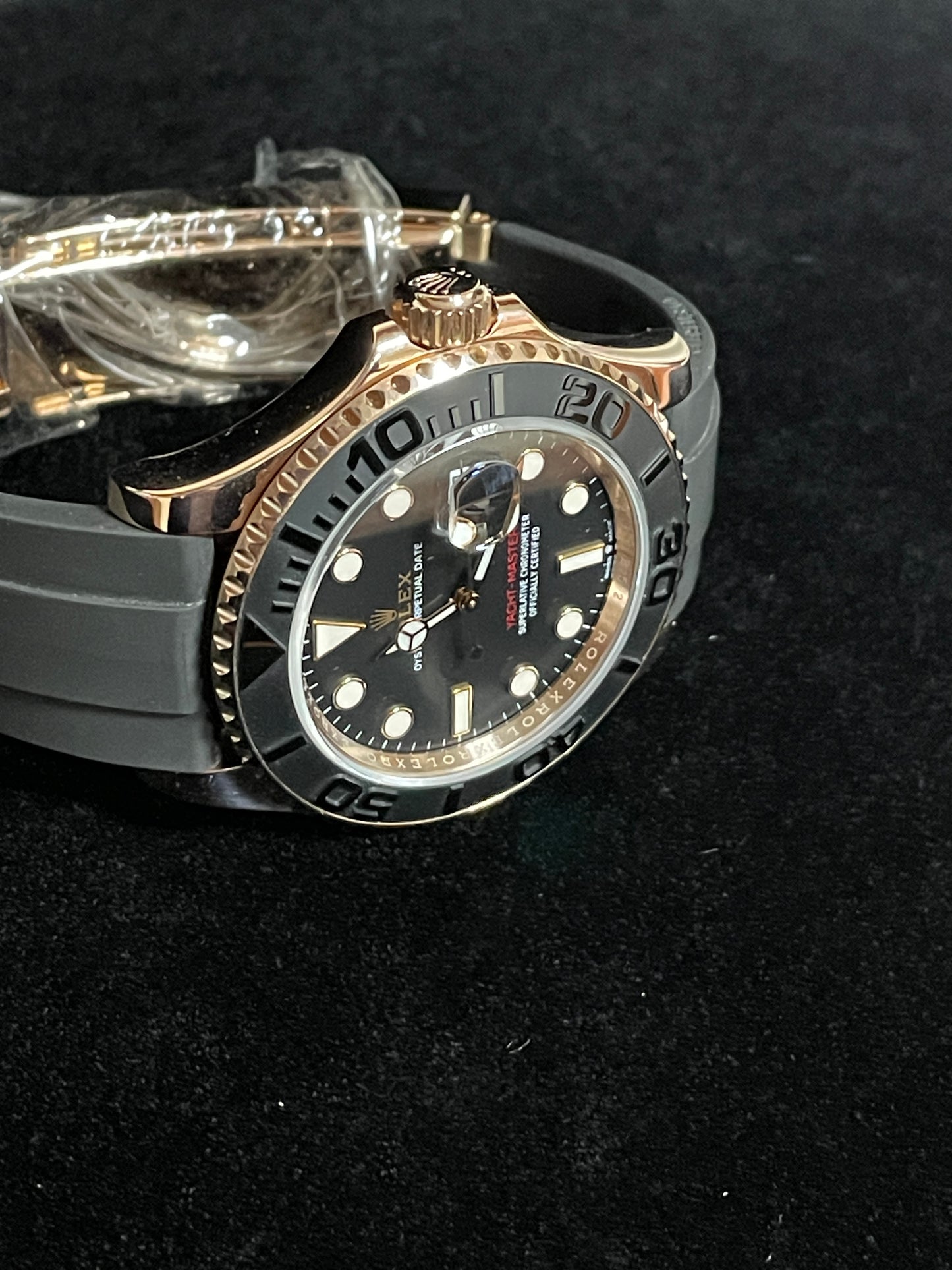 2021 Rolex Yacht-Master 126655 Black Dial RG 18kt OysterFlex With Papers 40mm