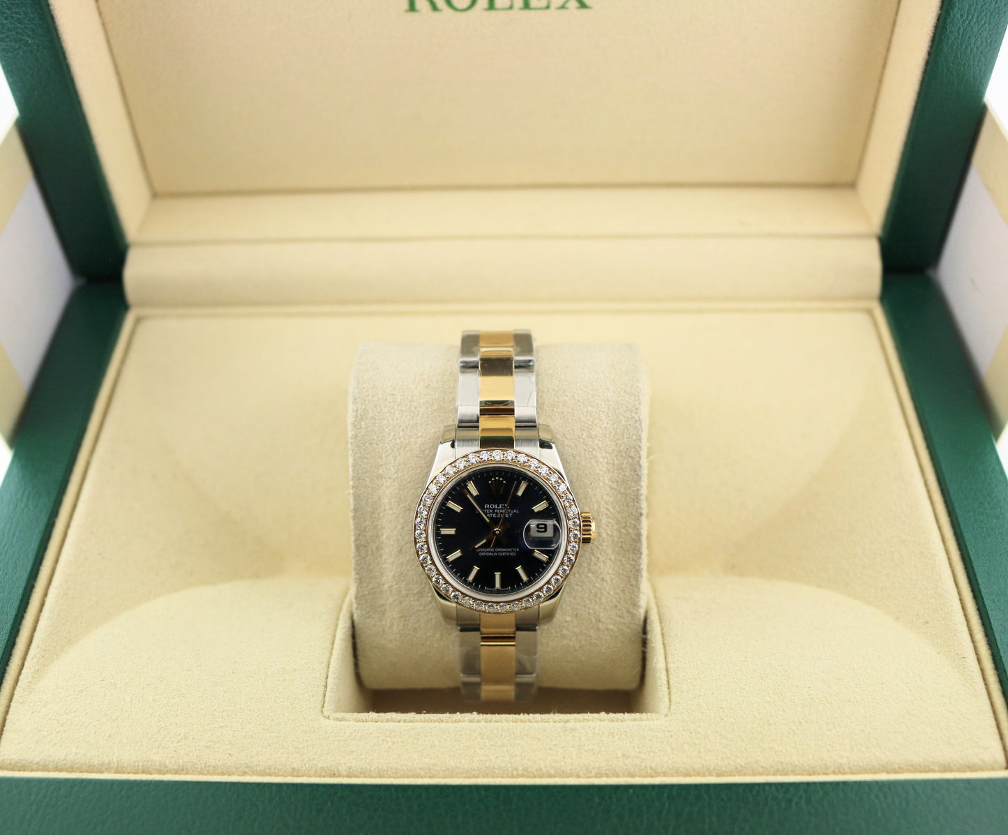 2007 Rolex Ladies Datejust 179173 Diamond Bezel Blue Dial TT 18kt Oyster 26mm