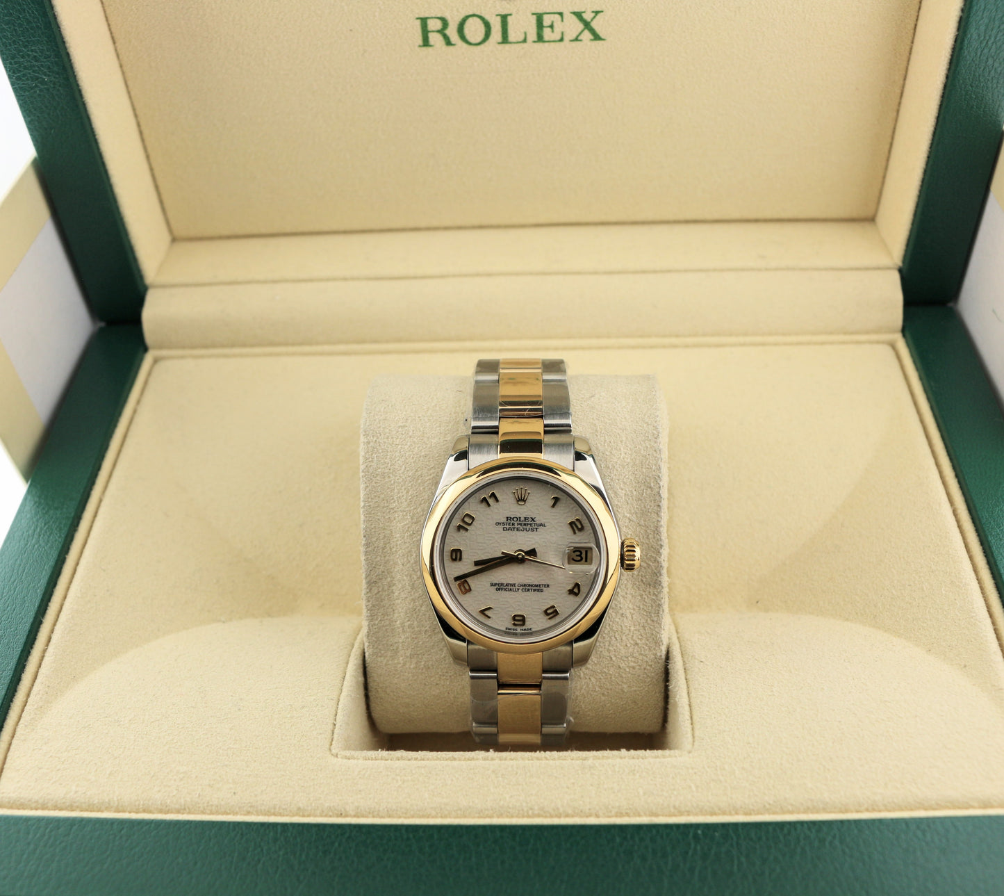 Rolex Ladies Datejust 178243 Midsize Ivory Computer Dial TT 18kt Oyster 31mm
