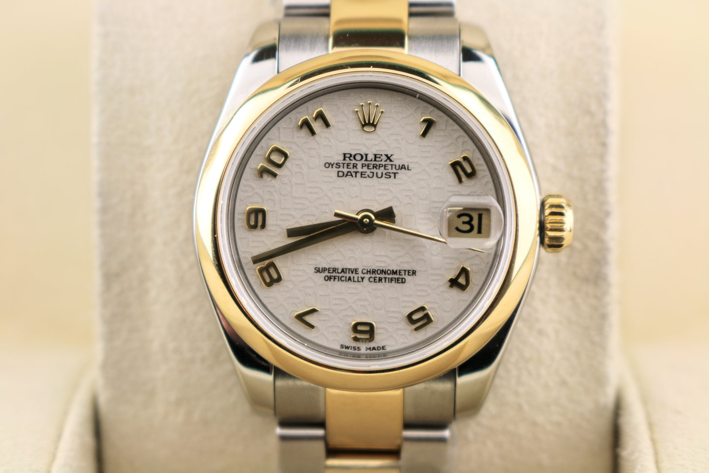 Rolex Ladies Datejust 178243 Midsize Ivory Computer Dial TT 18kt Oyster 31mm