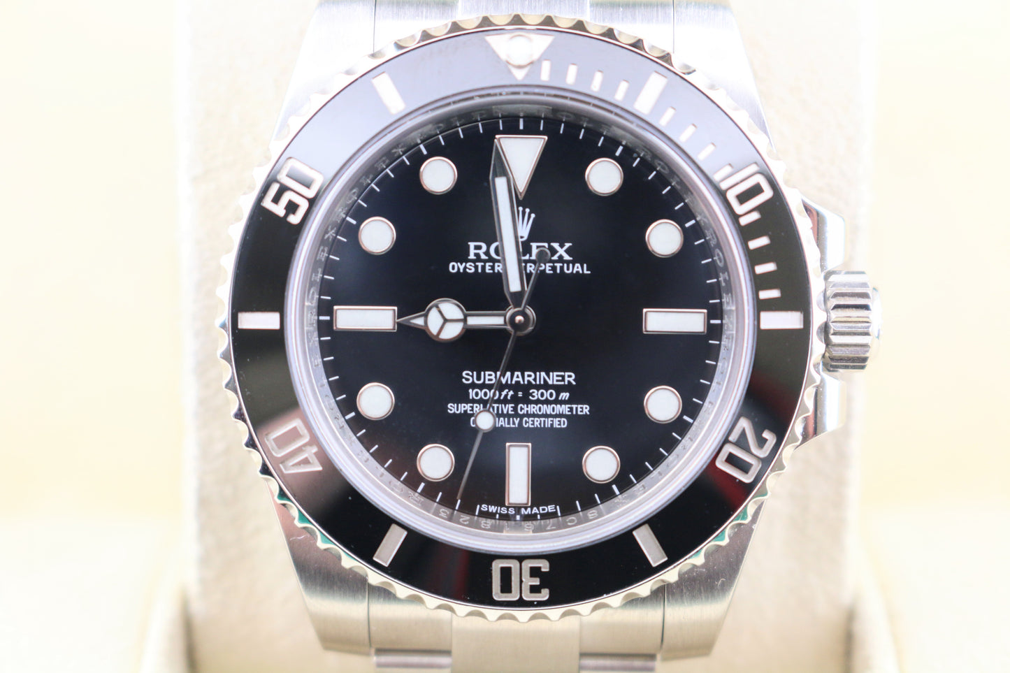 2014 Rolex Submariner No Date 114060 Black Dial SS Oyster With Papers 40mm
