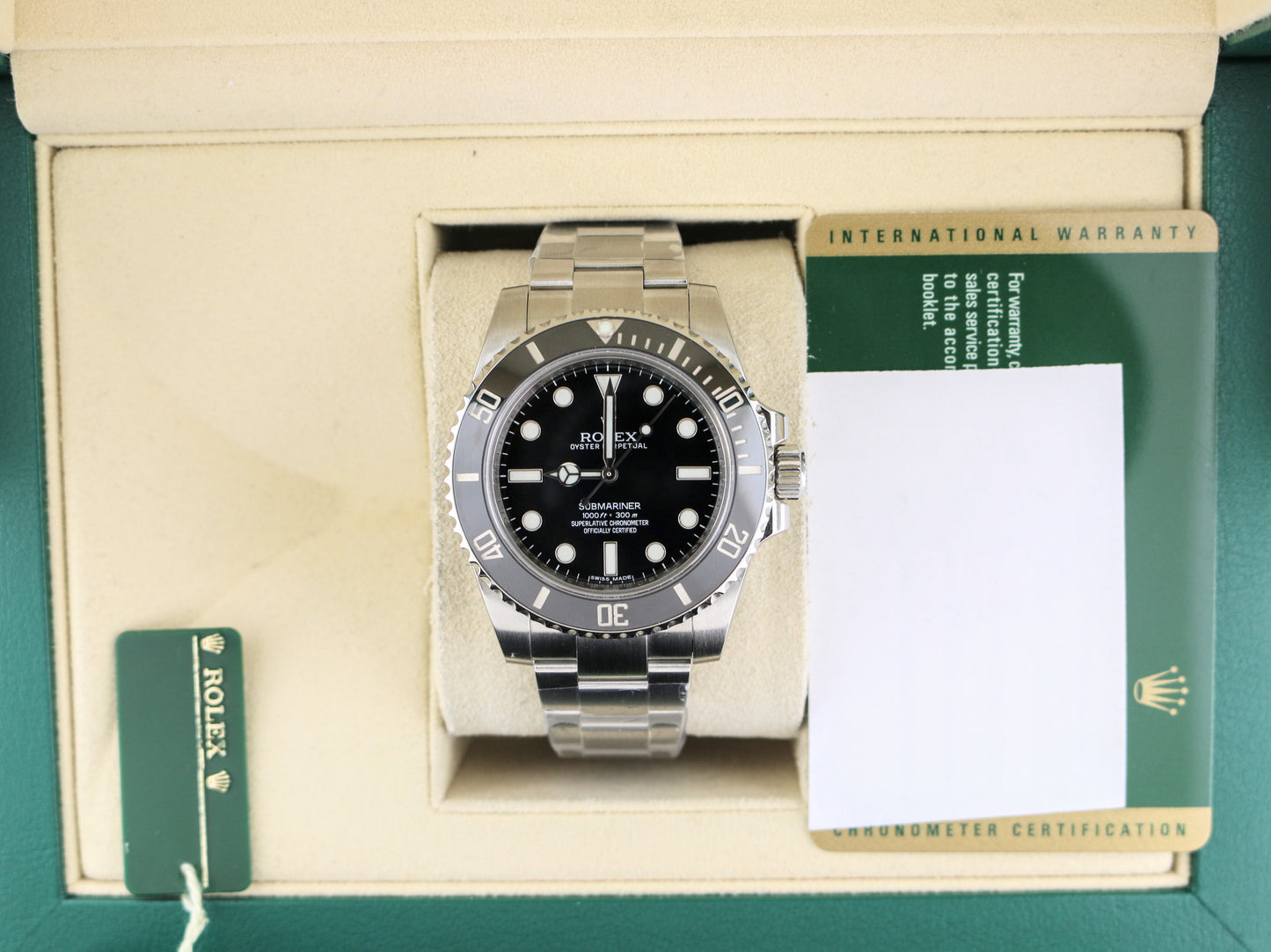 2014 Rolex Submariner No Date 114060 Black Dial SS Oyster With Papers 40mm