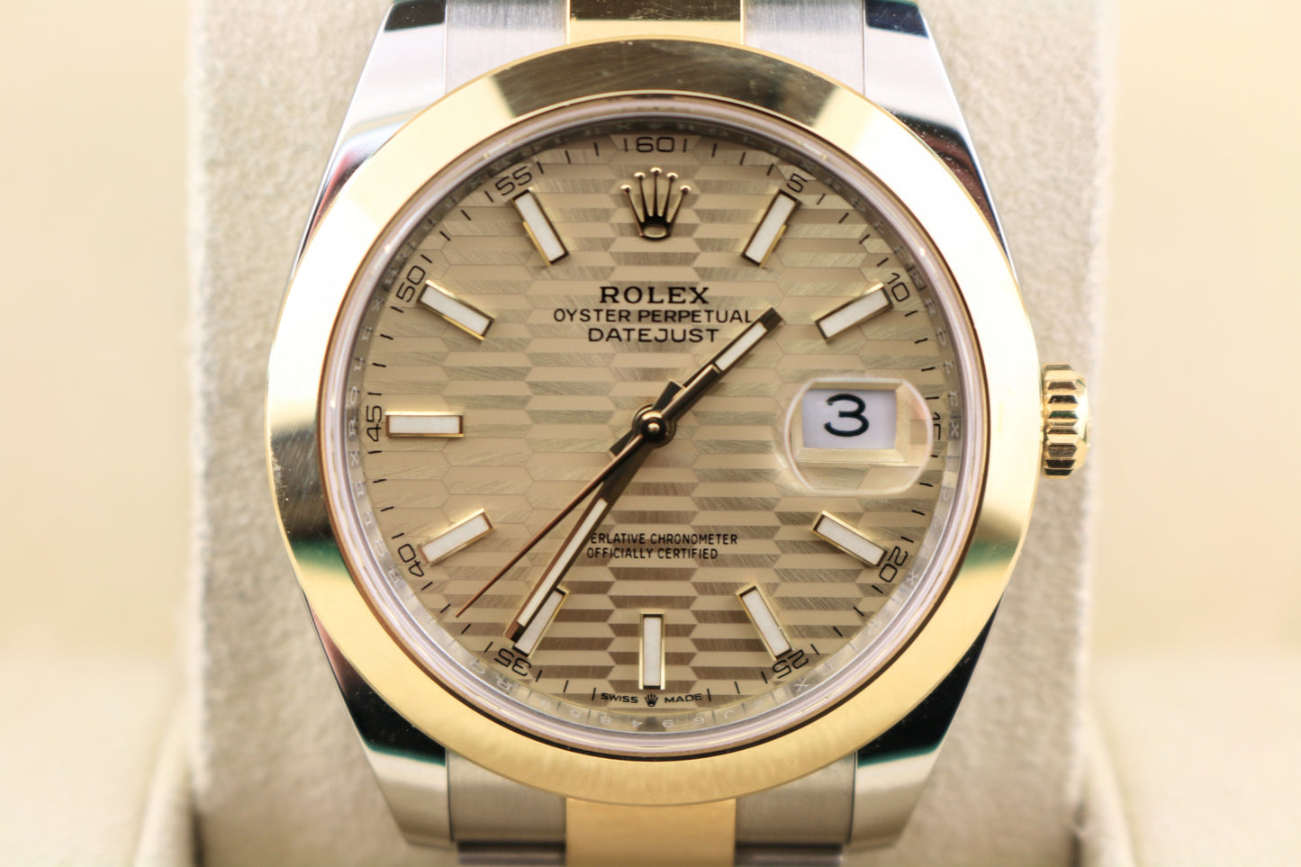 2024 Rolex Datejust 126303 Champagne Motif Dial TT 18kt Oyster With Papers 41mm