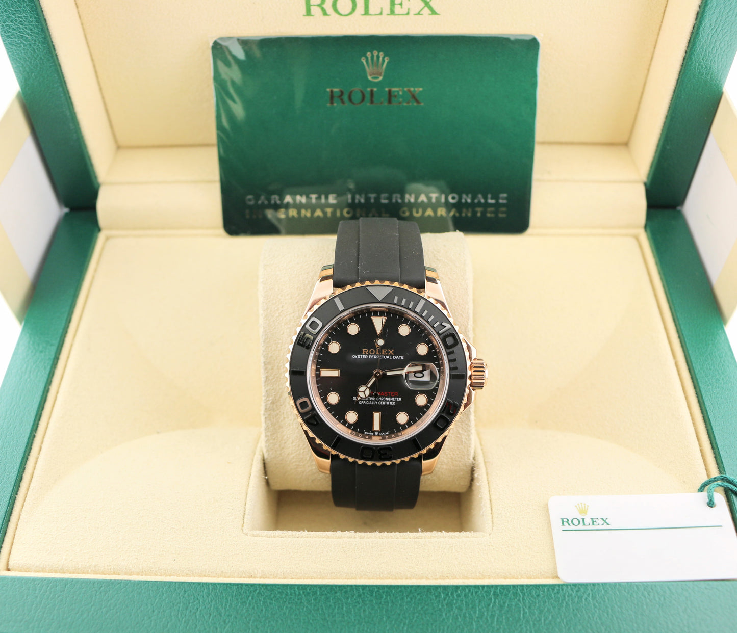2020 Rolex Yacht-Master 126655 Black Dial OysterFlex RG 18kt With Papers 42mm
