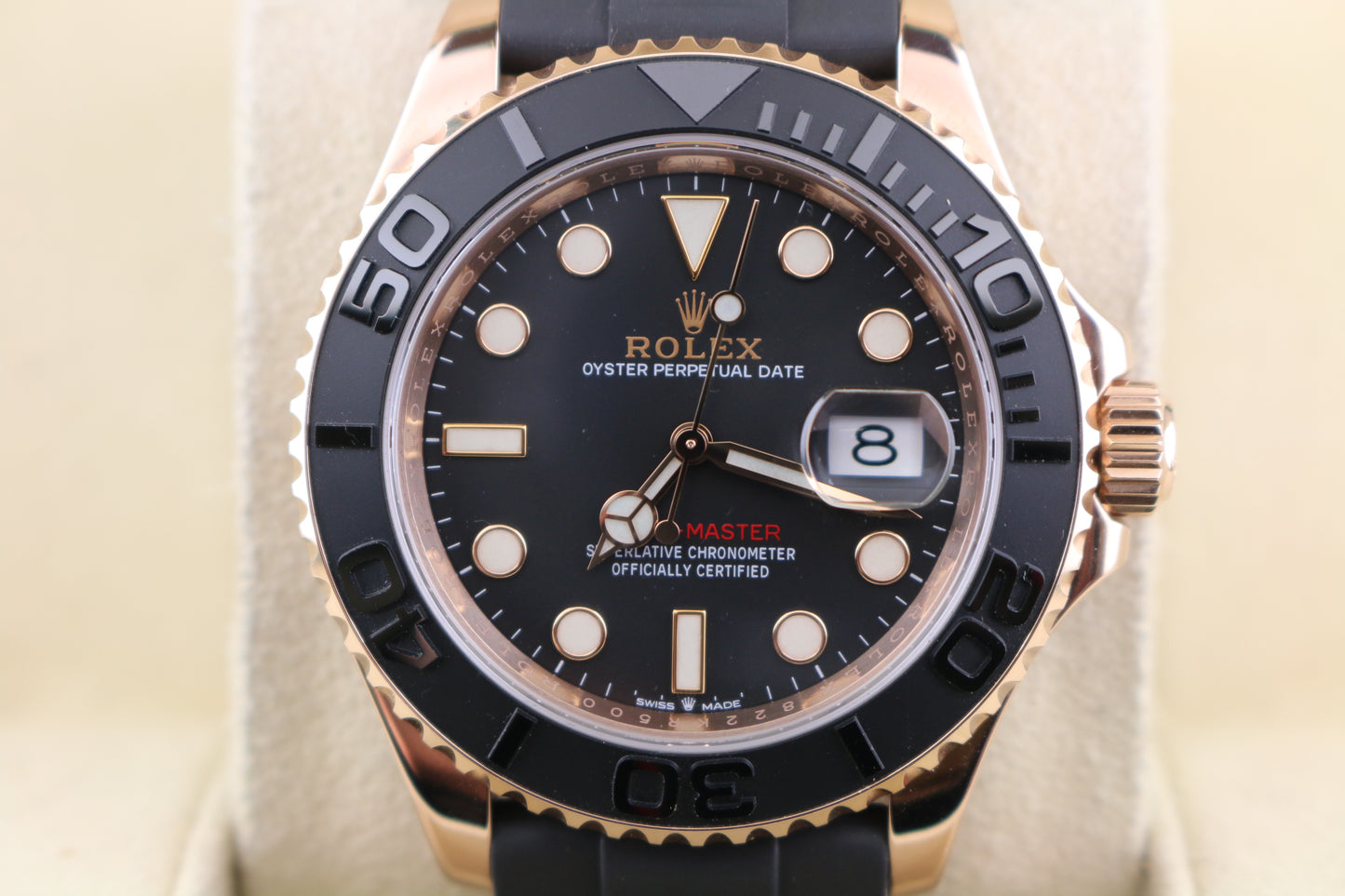 2020 Rolex Yacht-Master 126655 Black Dial OysterFlex RG 18kt With Papers 42mm