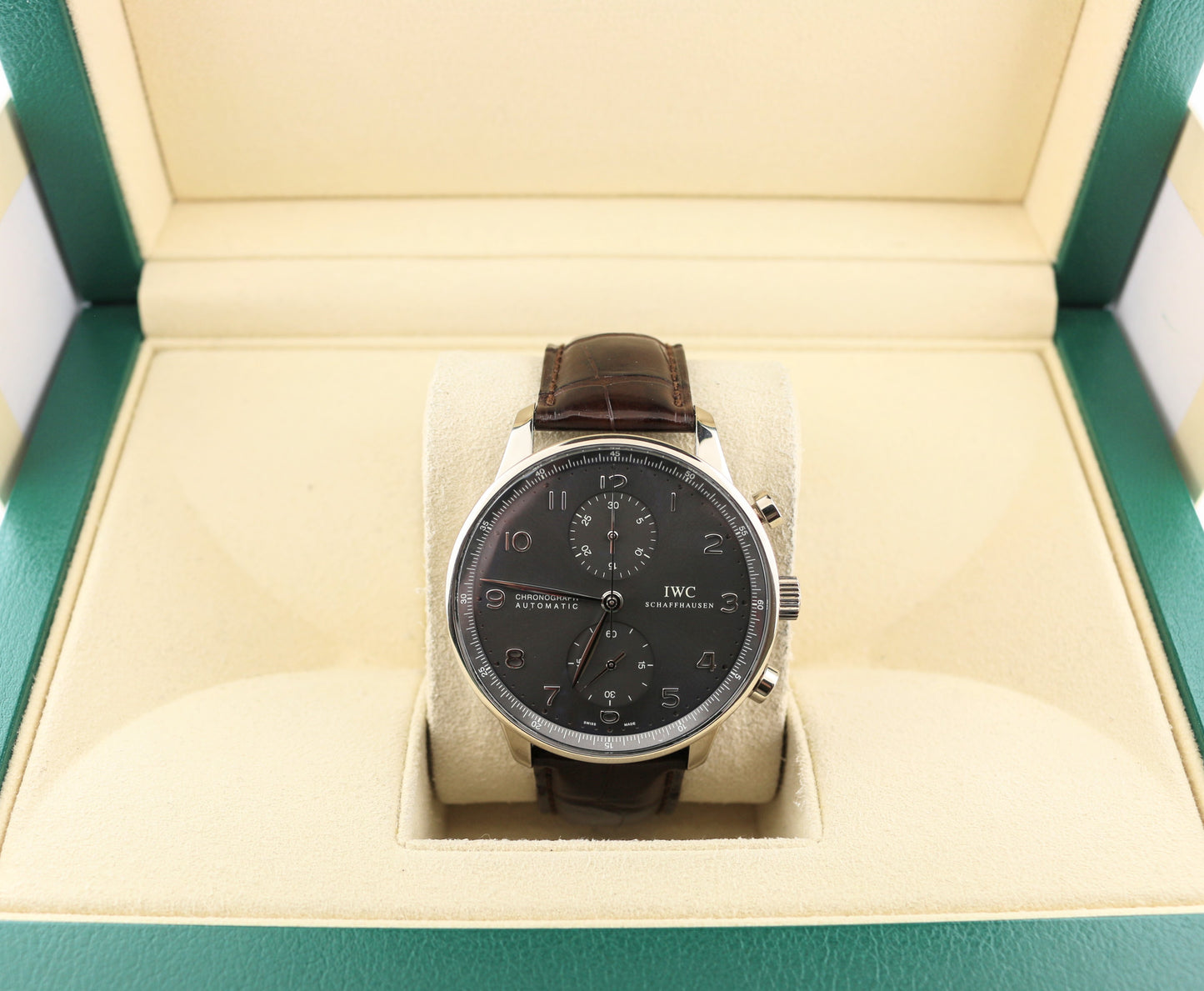IWC Portuguese Chrono IW371431 Grey Dial Leather Strap WG 18kt No Papers 41mm