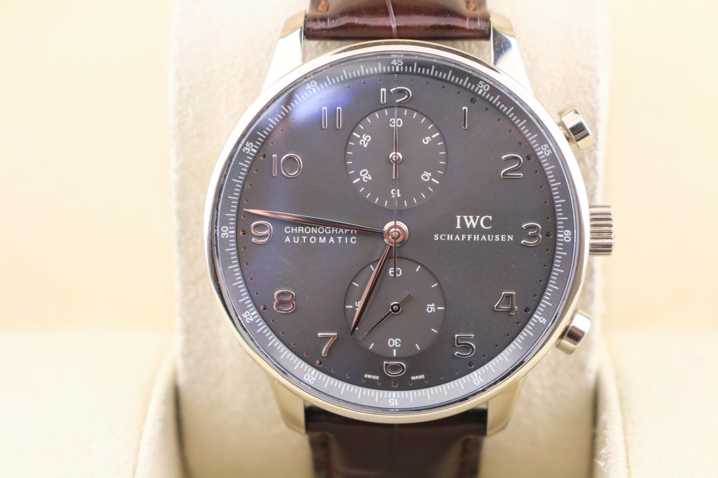 IWC Portuguese Chrono IW371431 Grey Dial Leather Strap WG 18kt No Papers 41mm