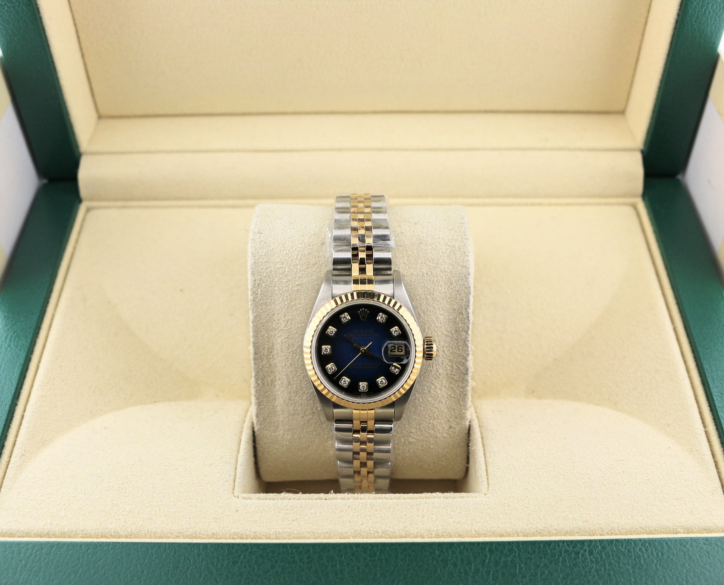 2000 Rolex Ladies Datejust 79173 Blue Vignette Diamond Dial TT 18kt Jubilee 26mm