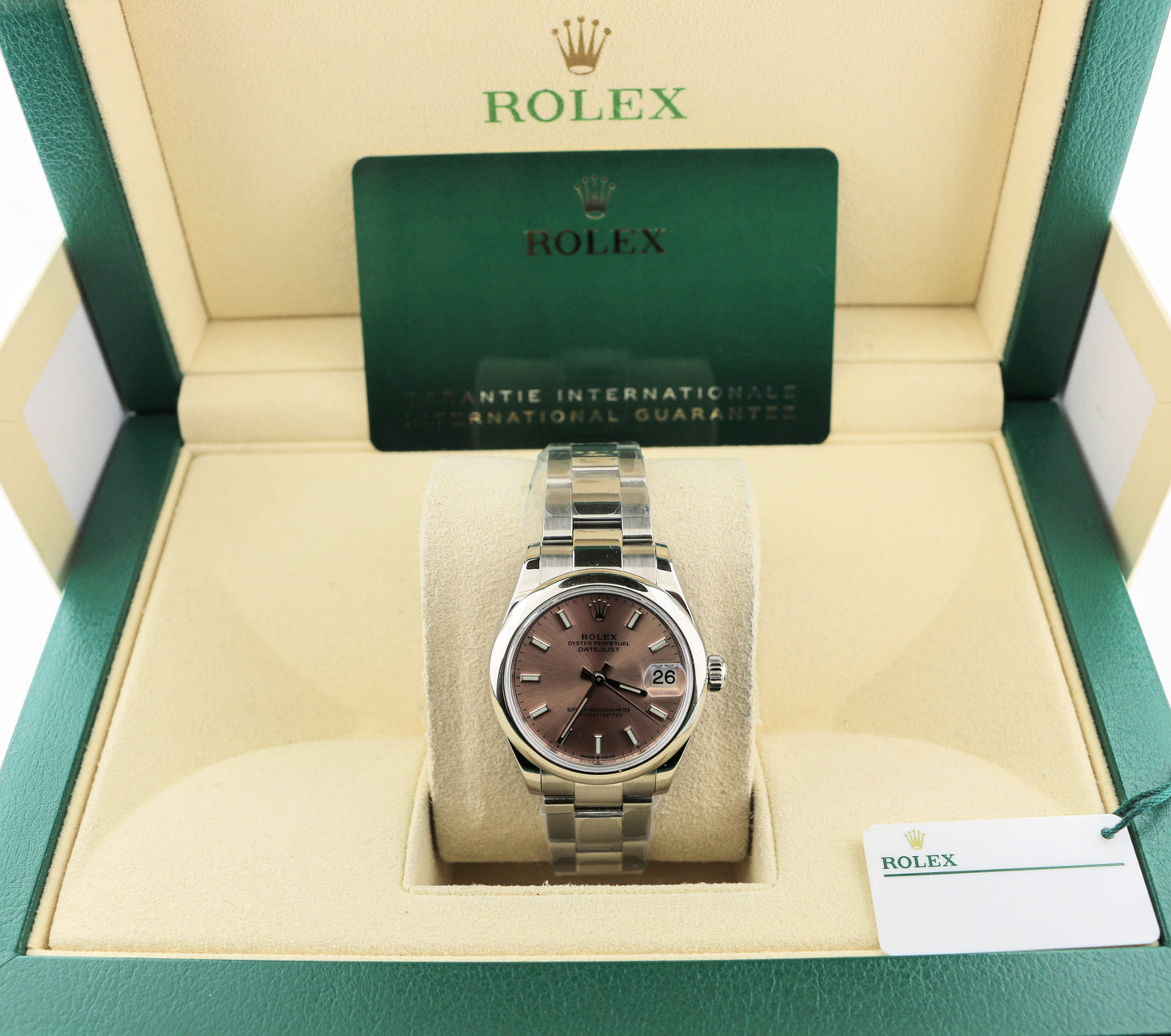 2022 Rolex Midsize Datejust 278240 Pink Dial SS Oyster With Papers 31mm