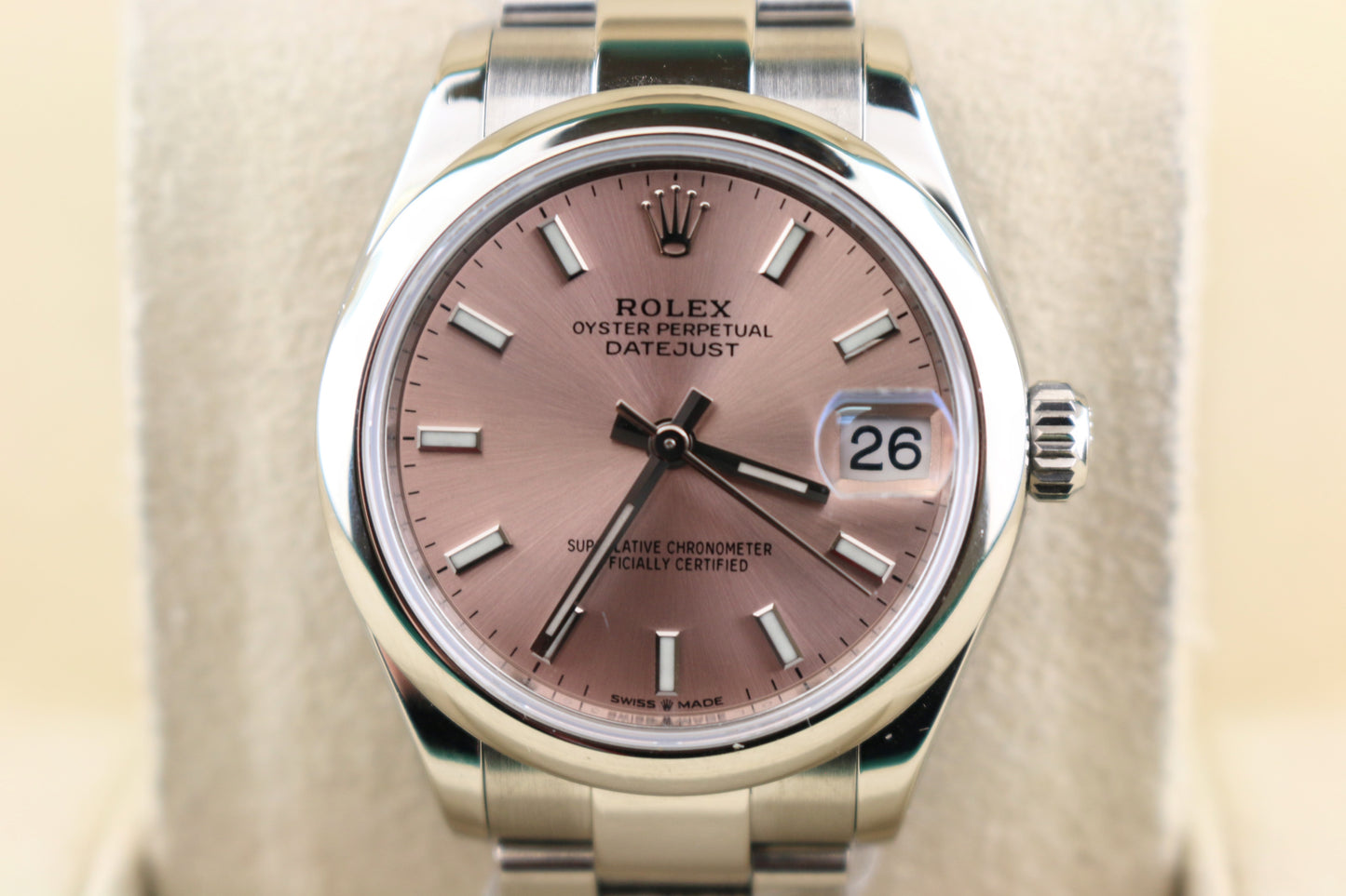 2022 Rolex Midsize Datejust 278240 Pink Dial SS Oyster With Papers 31mm