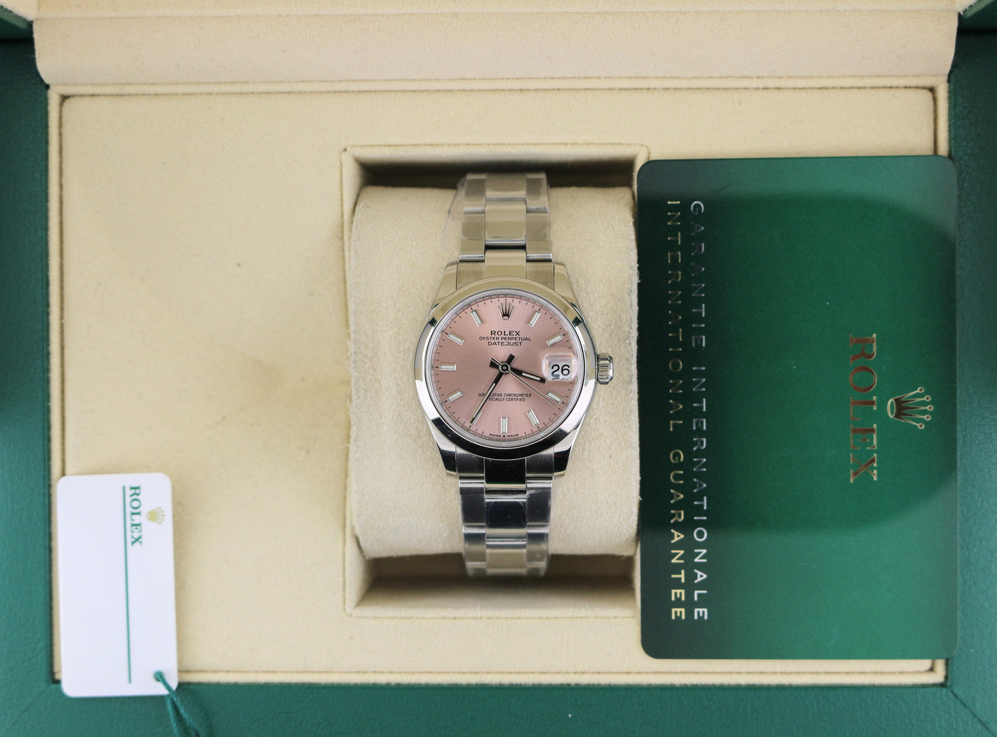 2022 Rolex Midsize Datejust 278240 Pink Dial SS Oyster With Papers 31mm