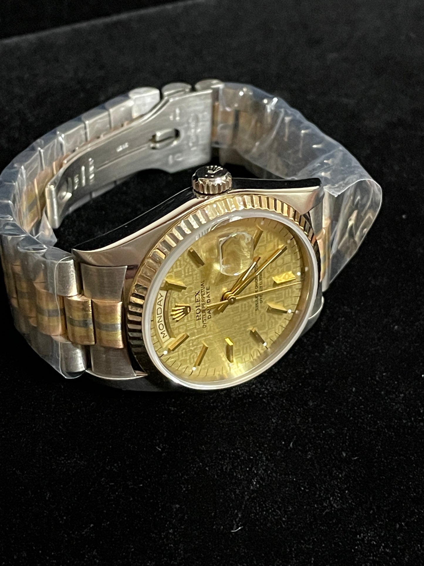1990 Rolex Day-Date Tridor 18239b Champagne Computer Dial 18kt President 36mm