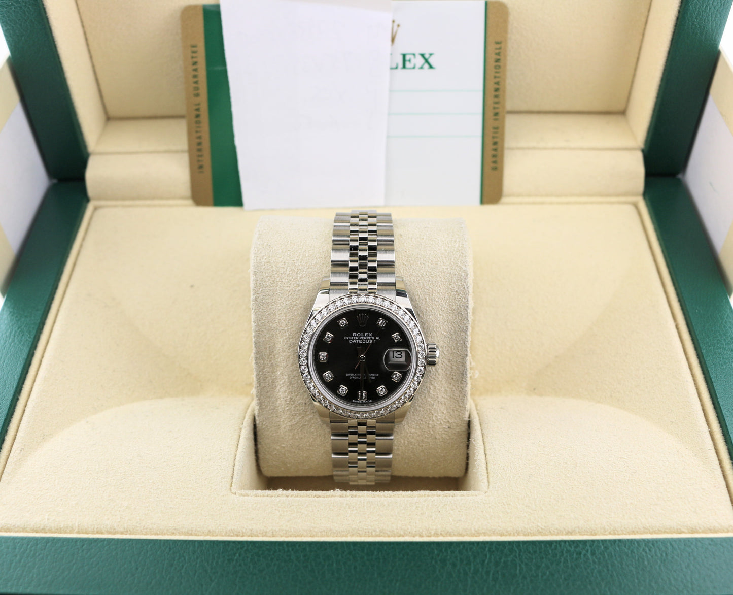 2017 Rolex Datejust 279384RBR Rhodium Diamond Dial + Bezel SS Jubilee Paper 28mm