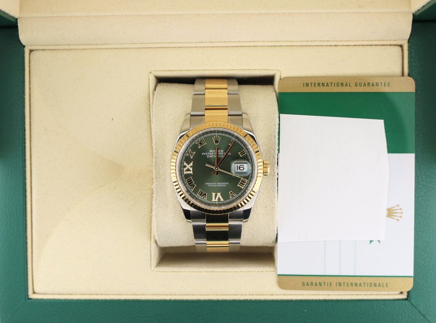 2018 Rolex Datejust 126233 Olive Green Diamond VI Dial TT Oyster W/ Papers 36mm