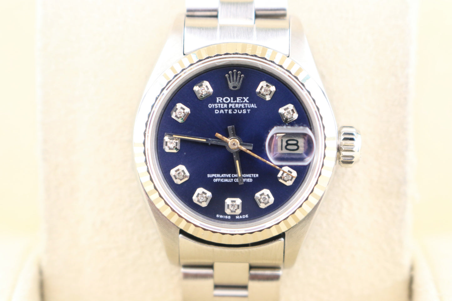 Rolex Ladies Datejust 6917 Blue Diamond Dial SS Oyster No Papers 26mm